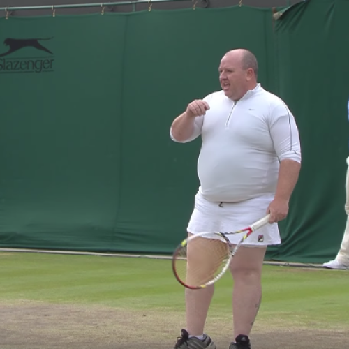 Watch: Male fan plays in skirt at Wimbledon