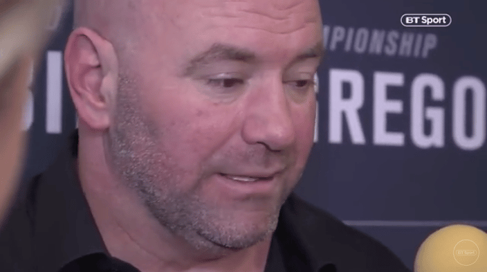 Watch Dana White Reacts To Post Fight Chaos 